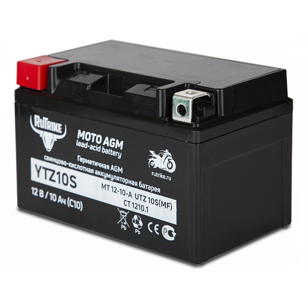 Тяговый стартерный аккумулятор Rutrike YTZ10S (12V/10Ah) (UTZ10S, CT 1210.1, MT 12-10-A) 1